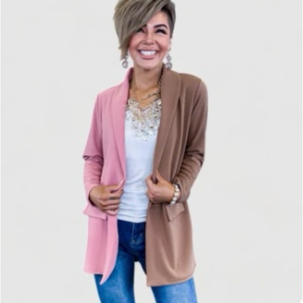 Two-Tone Pink and Brown Women's Sweater